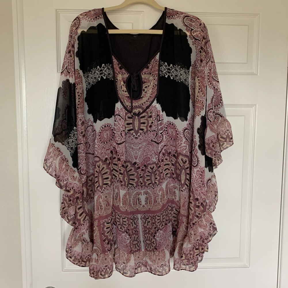 Pink and black free people tunic dress